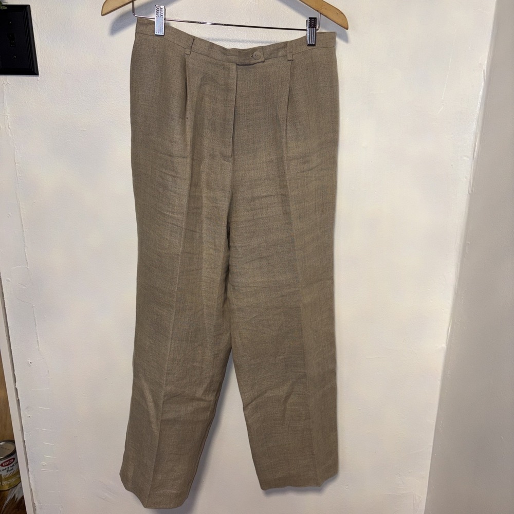 Style Co Pants Womens 12 Petite beige Linen Chino Pockets Tapered Ladies